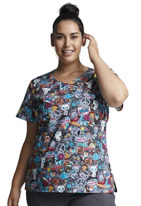 Pawsitive Vibes Dickies Scrubs EDS V Neck Top DK700 PWVB - Picture 1 of 6