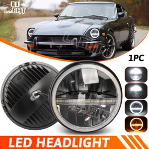 DOT Halo 7Inch LED Headlight For Datsun 240Z 260Z 280Z 280ZX 1970-78 H4 Bulb - Picture 1 of 12