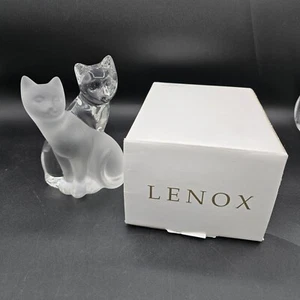 Lenox Crystal “Graceful Embrace” 2 Cats Figurine Frosted Original Box - Picture 1 of 10