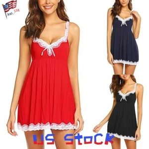 Womens Sexy Lace Lingerie Babydoll Nightwear Pajamas Sleepwear Robe Nightdress - Picture 1 of 21