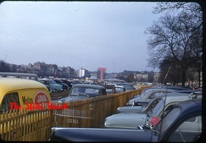 Auto show old cars bus Geneva Switzerland 1956 red border Kodachrome 35mm slide - Picture 1 of 1