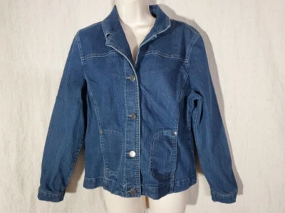 Christopher and Banks petite Woman's Size PL Jean Jacket Denim Dark Washed  - Image 1 of 4