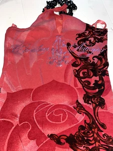 CHRISTIAN AUDIGIER PINK ROSE MINI TANK DRESS WITH BLACK CHAIN NECK SIZE S 18-2 - Picture 1 of 5
