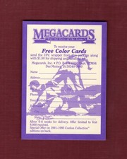 1994 Megacards TY COBB SLIDING ~ Conlon Collection "FREE COLOR CARDS" Offer Card