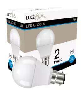 Luce Bella LED Light A60 B22 806lm Cool White 8W Lighting Bulb Globe 2 Pack - Picture 1 of 2