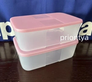 Tupperware Freezer Mates mittel #2 Behälter 1,5L/6c Set 2 transparent hellrosa Neu - Bild 1 von 2