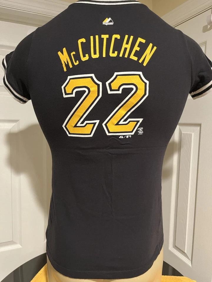 Camiseta deportiva grande de los Piratas de Pittsburgh Andrew McCutchen #22 Majestic para mujer Foto 1 de 4