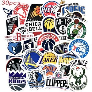 ALL 30 NBA Basketball Team Logo Stickers Wall Decals Skateboard Car Yeti Hydro