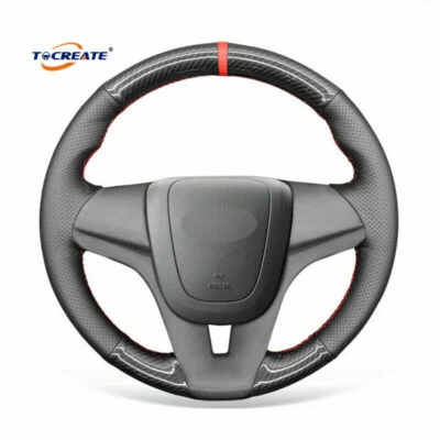 Hágalo usted mismo Cubierta de volante de cuero PU de fibra de carbono para Chevrolet Cruze Sonic #02TI Foto 1 de 4