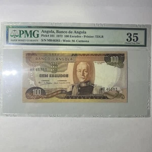 Angola 100 Escudos 1972 P101 PMG 35 S/N MR 46383 - Picture 1 of 8