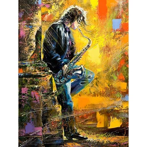 Musiker Jazz Saxophon Kunstplakat Großer Leinwanddruck 46x61 cm - Bild 1 von 5