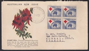 1954 Australia Red Cross Society FDC on BOANS DESERT PEA FLOWER CACHET GPO PERTH - Picture 1 of 2