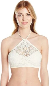 Jessica Simpson Medium Bikini Swimsuit Crochet High Neck Off White NWT B48-10 - Picture 1 of 7