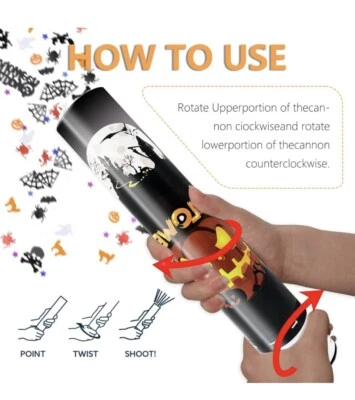 Cañón de confeti Halloween 12" para fiestas. Foto 1 de 4