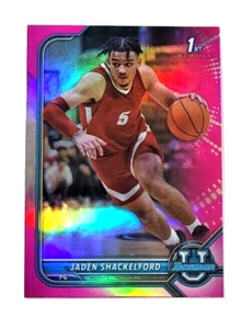 2022 Bowman University Jaden Shackelford 1st Bowman Pink Refractor RC #50 - Picture 1 of 2
