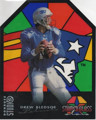 /1000 1997 Donruss Studio - Jumbo Stained Glass Stars Drew Bledsoe #4 - EX-NM - Image 1 of 2