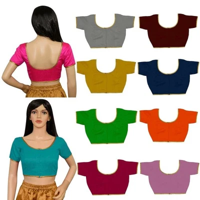 Blusa de sari de diseñador para mujer confeccionada Bollywood con cordones cosidos Top corto Choli Foto 1 de 3