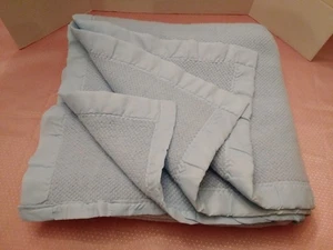 Manta Vintage Azul Tejido Waffle Acrílico Manta Borde Satinado 80x72" - Imagen 1 de 6