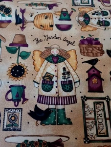 Vintage - 1 yd x 44" -Debbie Mumm- Garden Angels - Birds-Bees- Cotton Fabric - Picture 1 of 8
