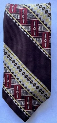 "Colección de diseñador de corbata vintage de Regal marrón, rojo, amarillo MOD 4"" W X 57"" L" Foto 1 de 4