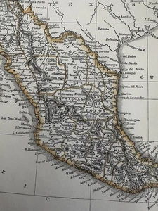 Mexico Baja California to Yucatán Gulf of Mexico 1850 cerographic color map - Picture 1 of 5