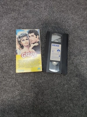 GREASE VHS 1982 Release Sleeve Yellow Cover John Travolta Olivia Newton-John - Image 1 of 4