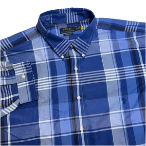 Polo Ralph Lauren Performance Hemd Herren 3XB blau kariert Knopfleiste Coolmax Nylon - Bild 1 von 7