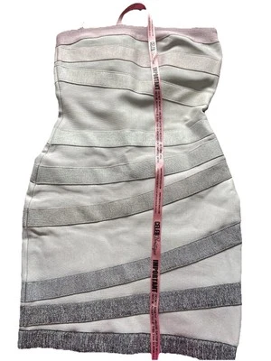 Celeb Boutique Grey Bandage Dress Tube Bodycon Silver Large Party - Image 1 of 4