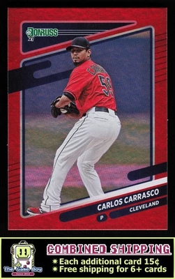2021 Donruss Holo Red #91 Carlos Carrasco Cleveland Indians - Image 1 of 2