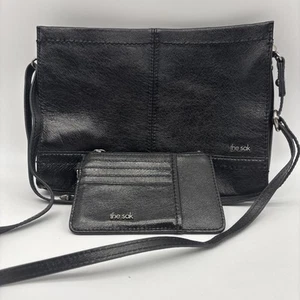 The Sak Iris Black Leather Crossbody Purse Small Shoulder Bag Clutch 3-Way - Picture 1 of 14