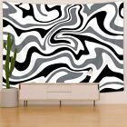 Aesthetic Wave Black White Wall Art Extra Large Tapestry Fabric Poster Abstract