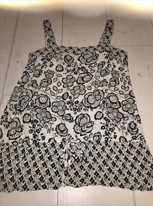 New Look Sleeveless Smock Style Top Size 12 Black/white With Drawstring Detail - Picture 1 of 3