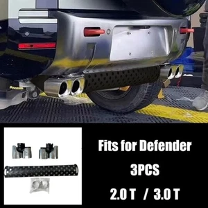 Square Exhause Pipe fits for Defender 110 130 2020-2024 3PCS Silver Tailpipe - Picture 1 of 6