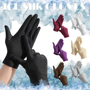 Unisex Ice Sensation Thin Sunscreen Gloves Ice Silk Outdoor Breathable Gloves - Picture 1 of 38