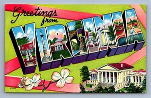 Postcard Vtg Large Letter Virginia Greetings - Picture 1 of 2