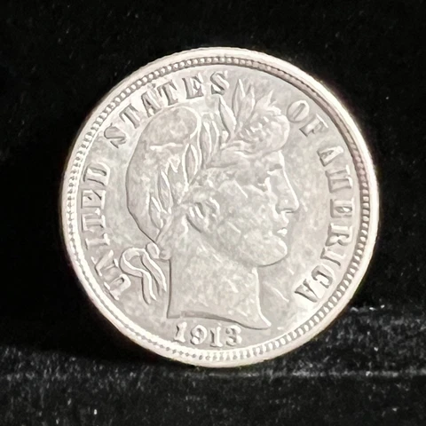 1913 Barber Dime grades at Choice AU+++ Great Type Coin Cover