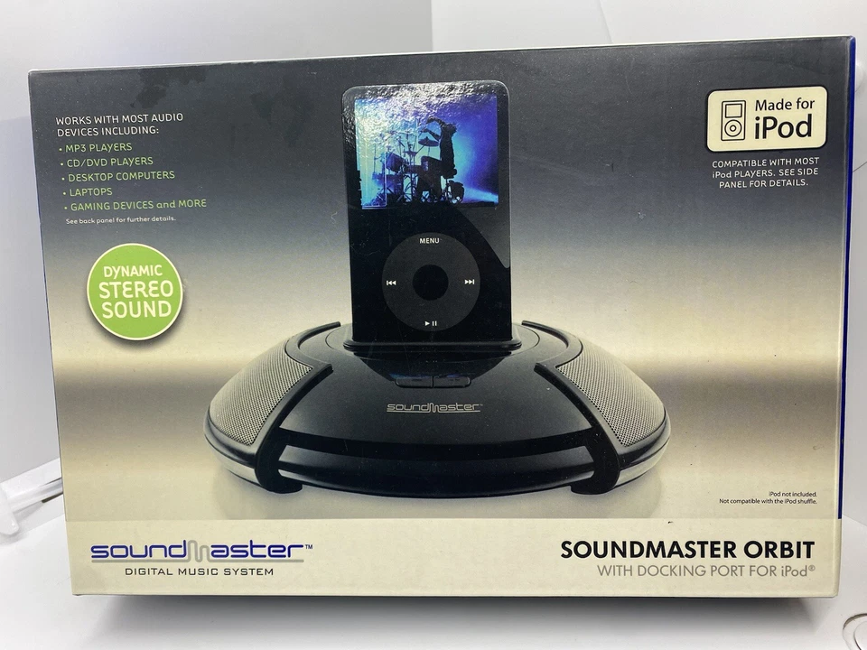 EXCALIBUR SOUND MASTER ORBIT DIGITAL MUSIC SYSTEM MADE  FOR IPOD  BLACK NEW - Image 1 of 3