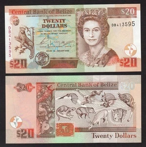Billete Reina Belice 20 Dólares (2003) P69a Animales de Belice UNC - Imagen 1 de 1