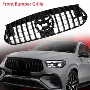 Glossy Black GTR Front Grille Fits Benz W167 GLE350 GLE450 GLE580 GLE53 2024 - Picture 1 of 14