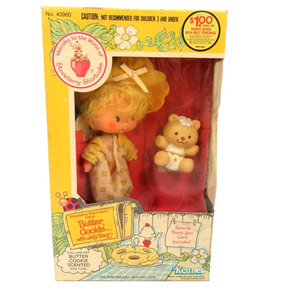 Vintage Strawberry Shortcake Butter Cookie Doll Jelly Bear 1980's Kenner