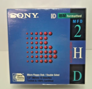 Sony 3.5" Floppy Disk NEW Sealed 10 Pack 2HD IBM Formatted - Afbeelding 1 van 6