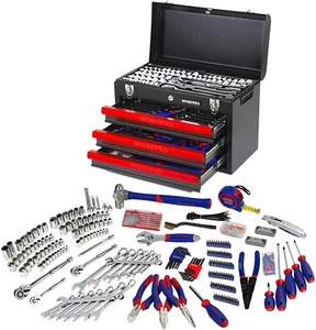 WORKPRO 408-Piece Auto Repair Tool Set with 3-Drawer Metal Case Mechanics Kit - Picture 1 of 12