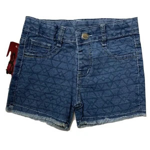 Crush Denim Toddler Shorts 4T Adjustable Waist Stretch Geometric Design Frayed - Picture 1 of 6