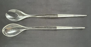 Vintage Clear Plastic Salad Serving Tongs Spoon Fork Styson Art Prod. - Picture 1 of 6
