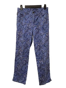 Ralph Lauren Pants Women 8 Petite Blue Paisley Stretch Casual Indie Boho Hippie - Picture 1 of 7