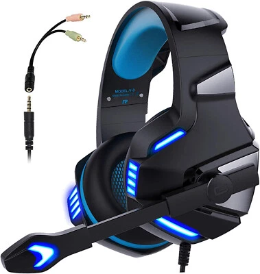 Micolindun Gaming Headset, Over Ear Gaming Headphones with Noise Cancelling Mic - Image 1 of 3