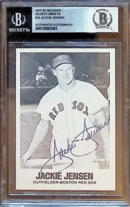 Jackie Jensen (d.1982) signed 1977-84 TCMA Renata Galasso card Auto BAS Beckett - Picture 1 of 2