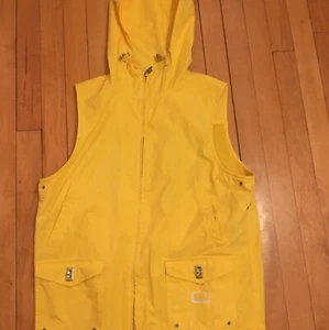 L.R.L Ralph Lauren Womens Cotton Vest Yellow Hooded Zip Up Pockets Mesh L 12 14 - Picture 1 of 3