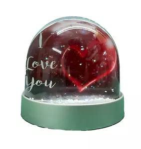 I Love You Schneekugel - Goldbasis Schneekugel Glitzer Kuppel Shaker Ornament Geschenk - Bild 1 von 7