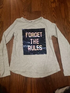 H&M Girls Long Sleeve Shirt, Sequined, Gray, Size 8-10 - Picture 1 of 6